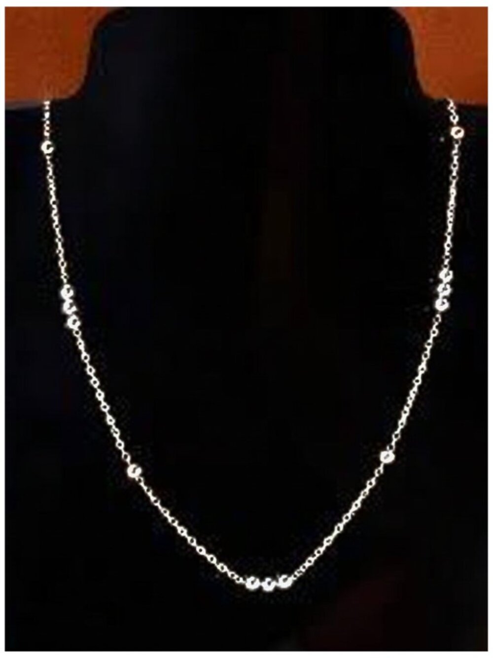 NWT Stainless Steel Beaded Satellite Chain Necklace Dainty Station Layering